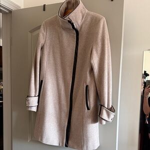 Calvin Klein Taupe Trench Coat with Black Trim
